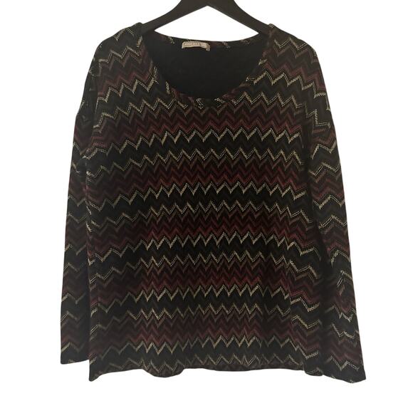 Oversized Crewneck zig zag patterned knit sweater size medium - Picture 1 of 4
